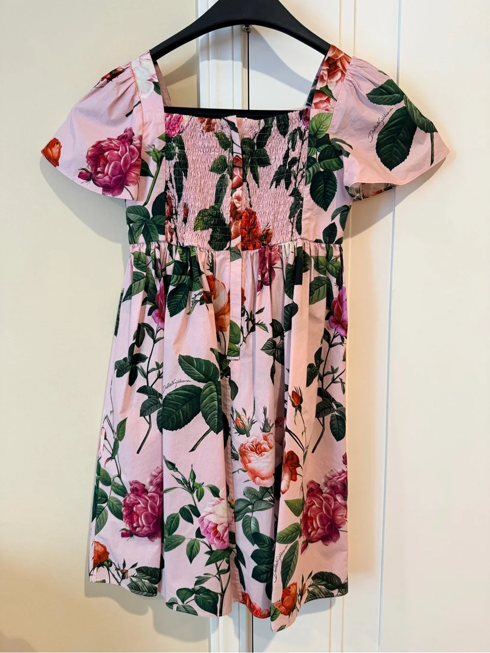Dolce & Gabbana Pink Floral Rose Print Girls Dress size 7/8